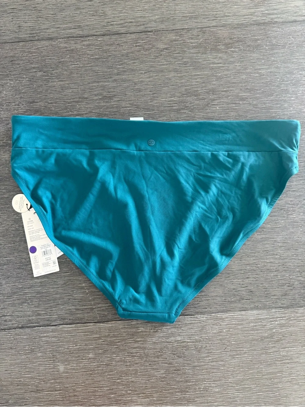 CALIA Women's Mid Rise Wide Banded High Leg Swim Bottoms, XXL, Teal